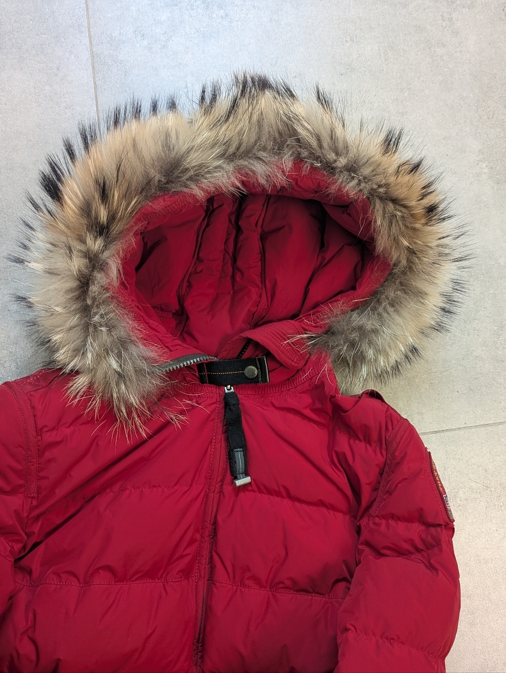 Parajumpers Light Long Bear Jacket M Red | Fur Hood Down Puffer Coat PJS - Picture 3 of 11